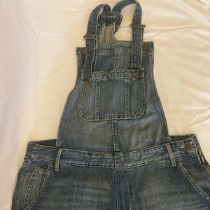 Old Navy distressed denim overalls, size 8 regular